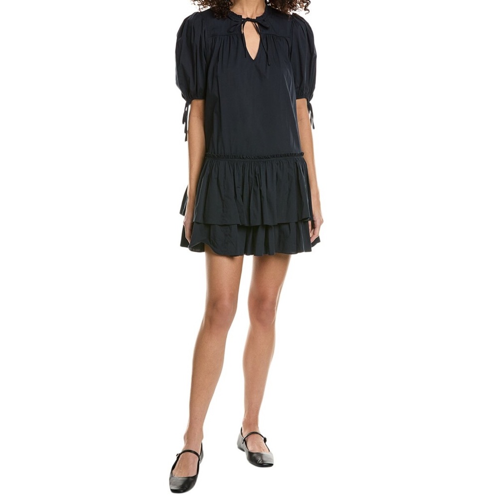 NWT- Cinq a Sept ‘Jessalyn’ Cotton Blend Split/Tie Neck Mini Dress